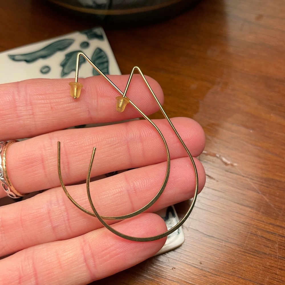 Gold earrings tear drop shaped